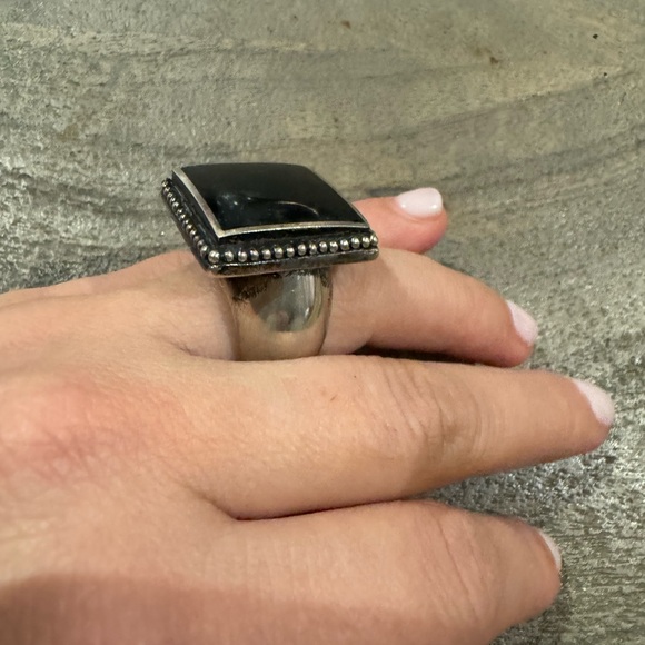 EXEX by Claudia Agudelo 925 Sterling Silver Bold Ring with Square Onyx - Picture 10 of 13